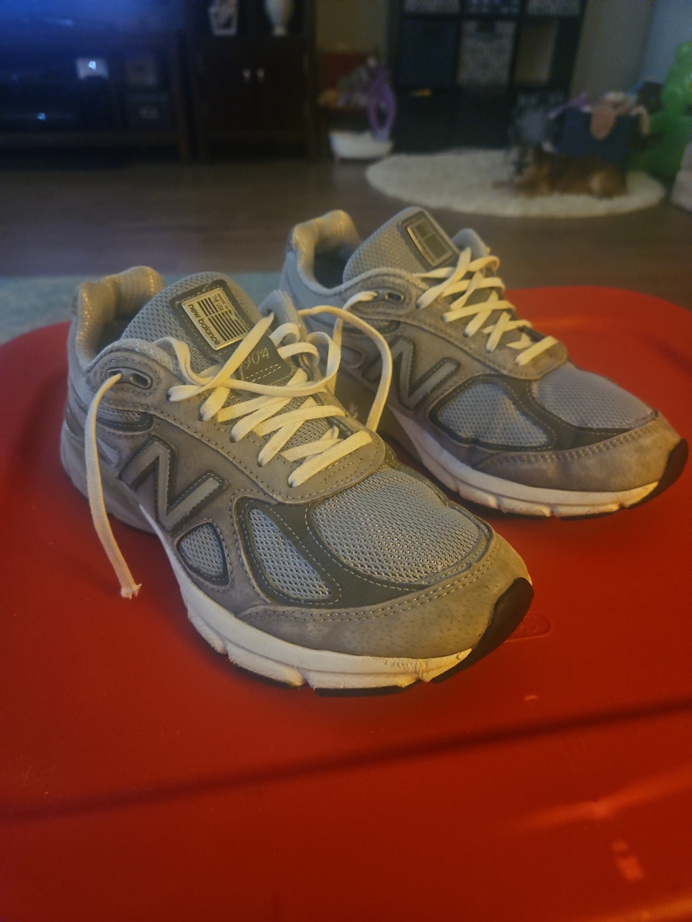 New Balance Gray & White Mesh Suede Sneakers